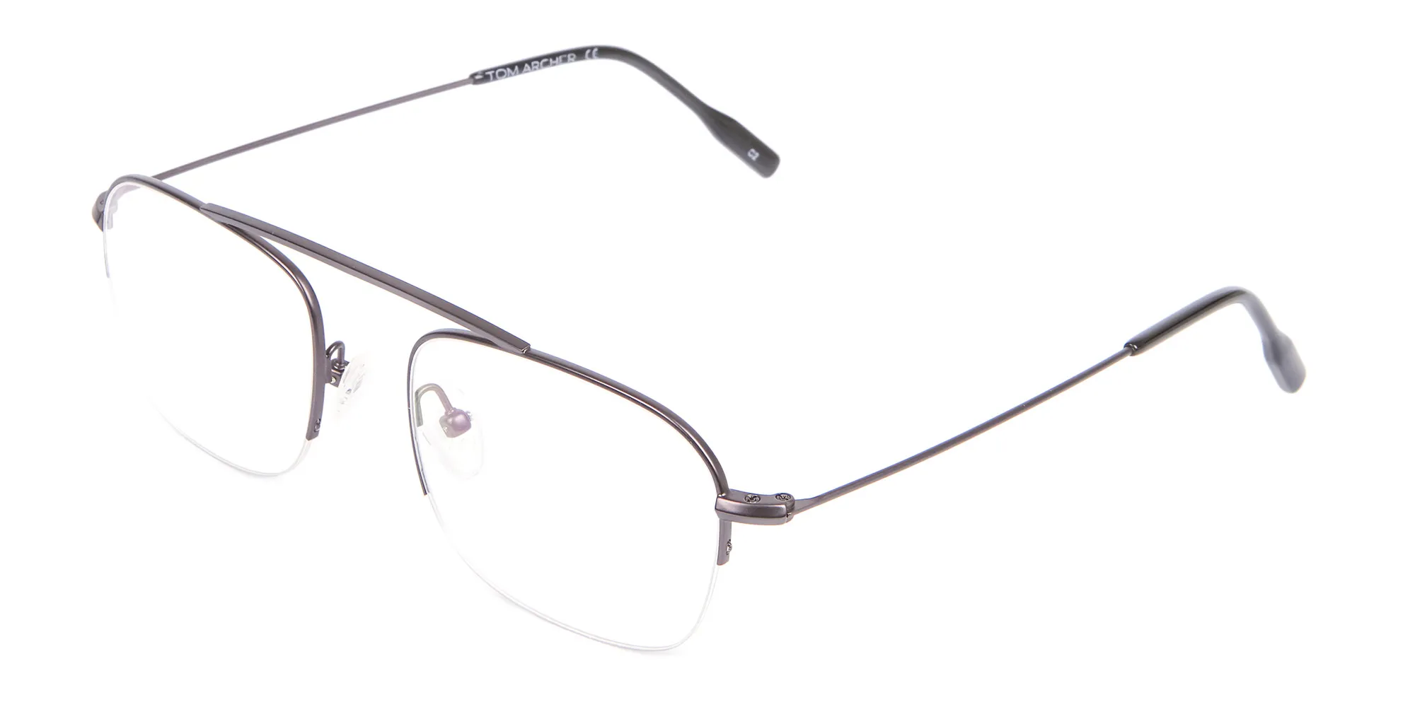 Gunmetal Browbar Half Rim Glasses Online UK-2