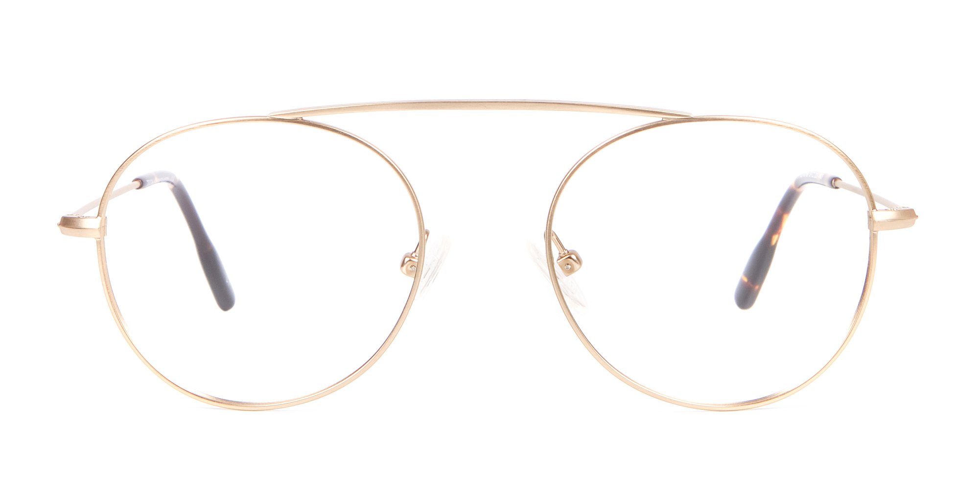 Gold Bridgeless Glasses in Retro Round Frame