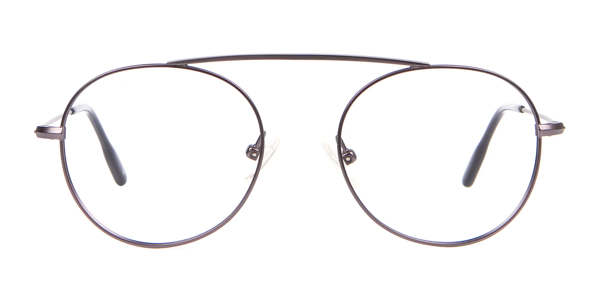 Rusty Gunmetal Thin Metal Round Glasses UK-2