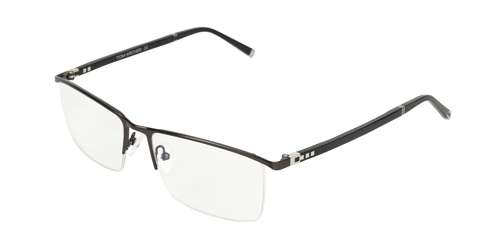 Black Semi-Rimless Glasses in Rectangular-2