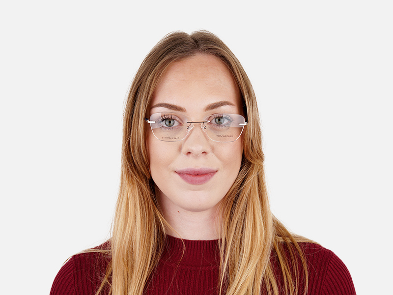 silver and blue cateye rimless glasses frames-1