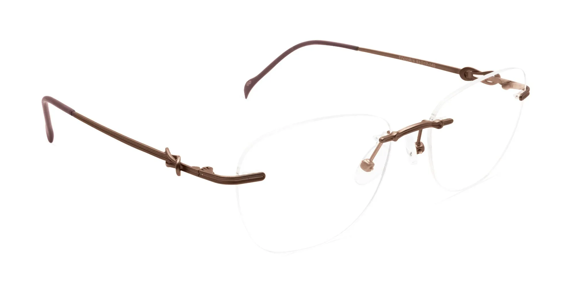 Brown Cat Eye Rimless Glasses-2