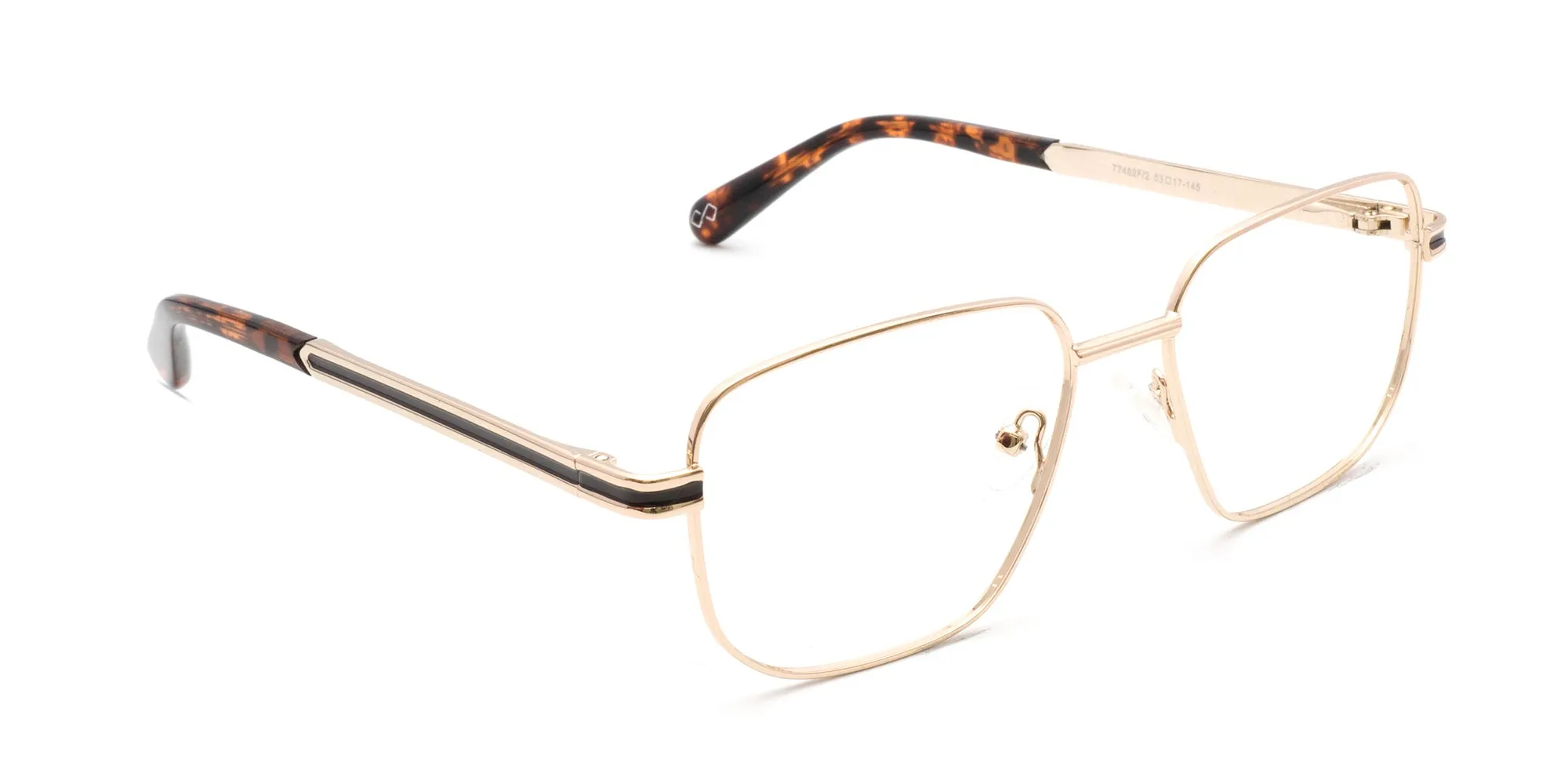 Square Gold Metal Frame Glasses-2