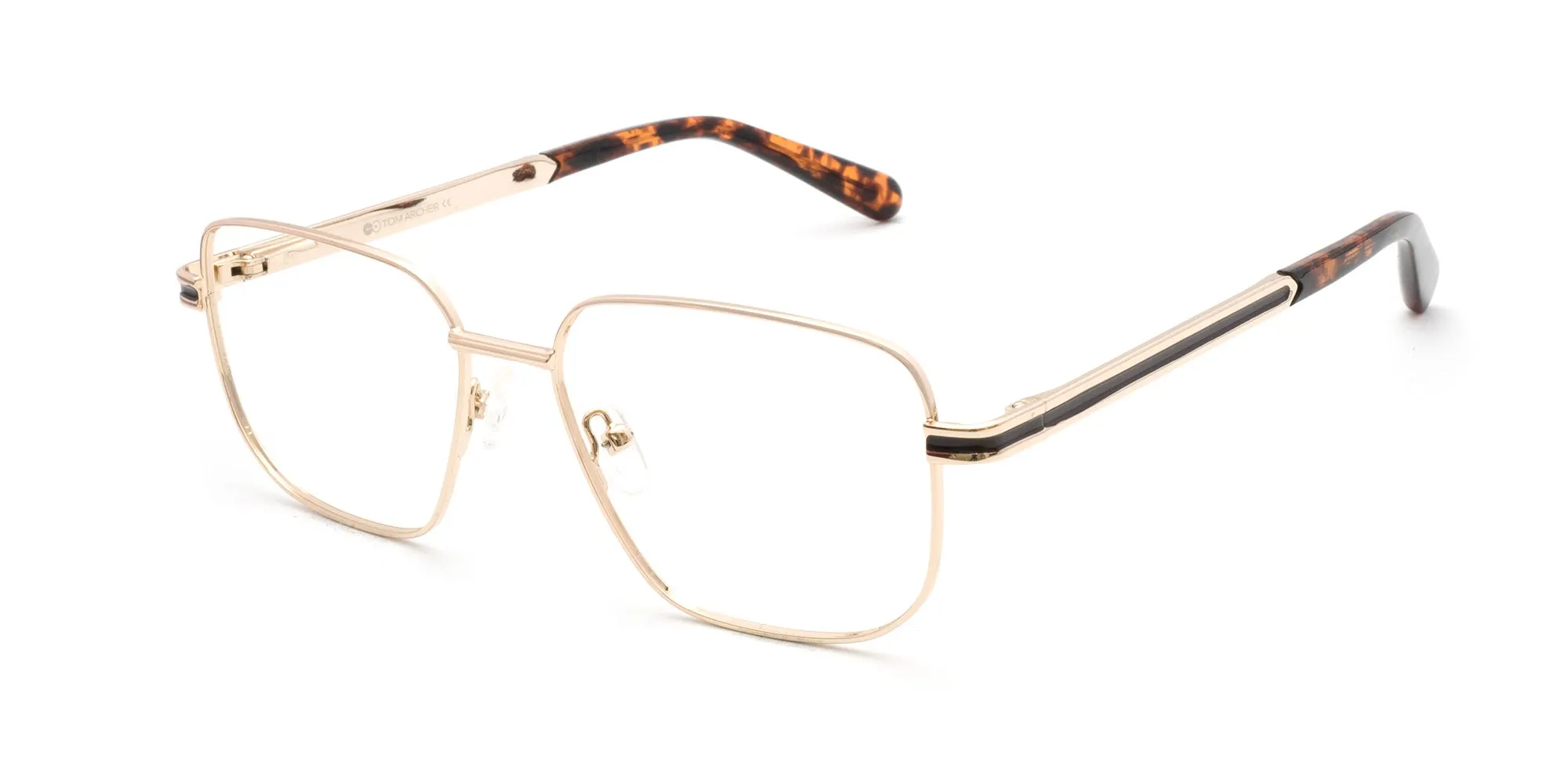 Square Gold Metal Frame Glasses-2