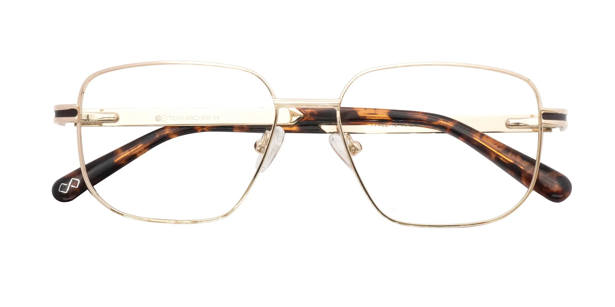 Square Gold Metal Frame Glasses-2