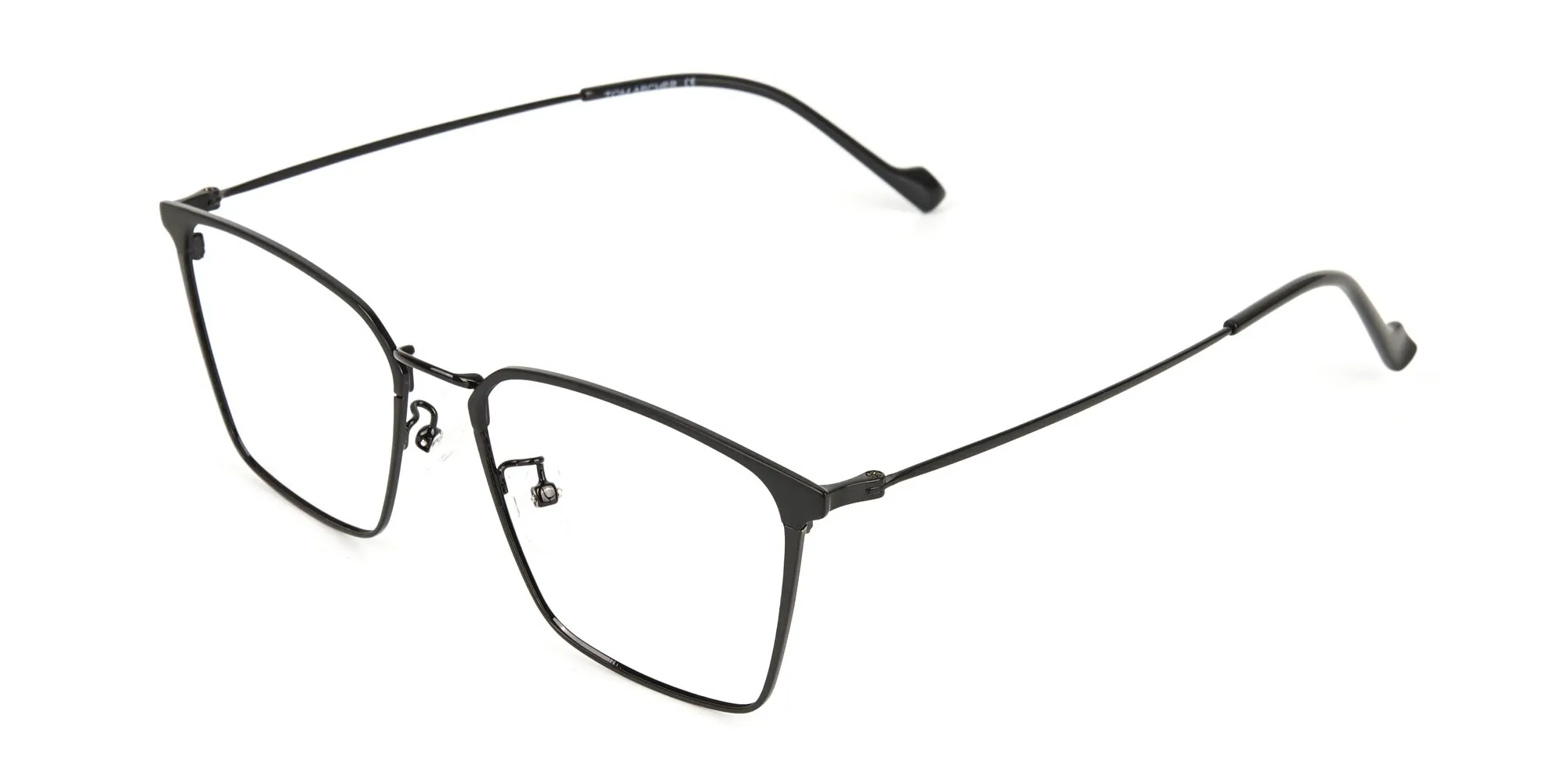 Black Square Glasses in Lightweight Metal -2