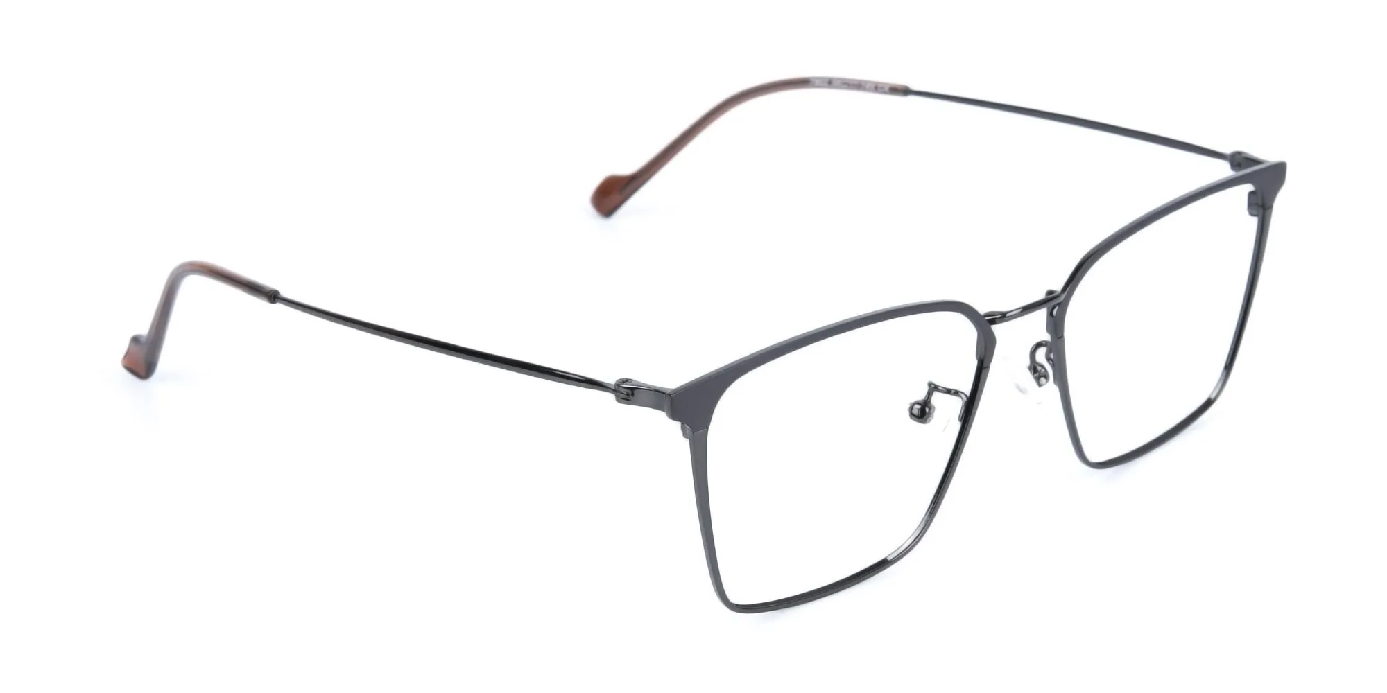 Gunmetal square Glasses in Lightweight Metal-2