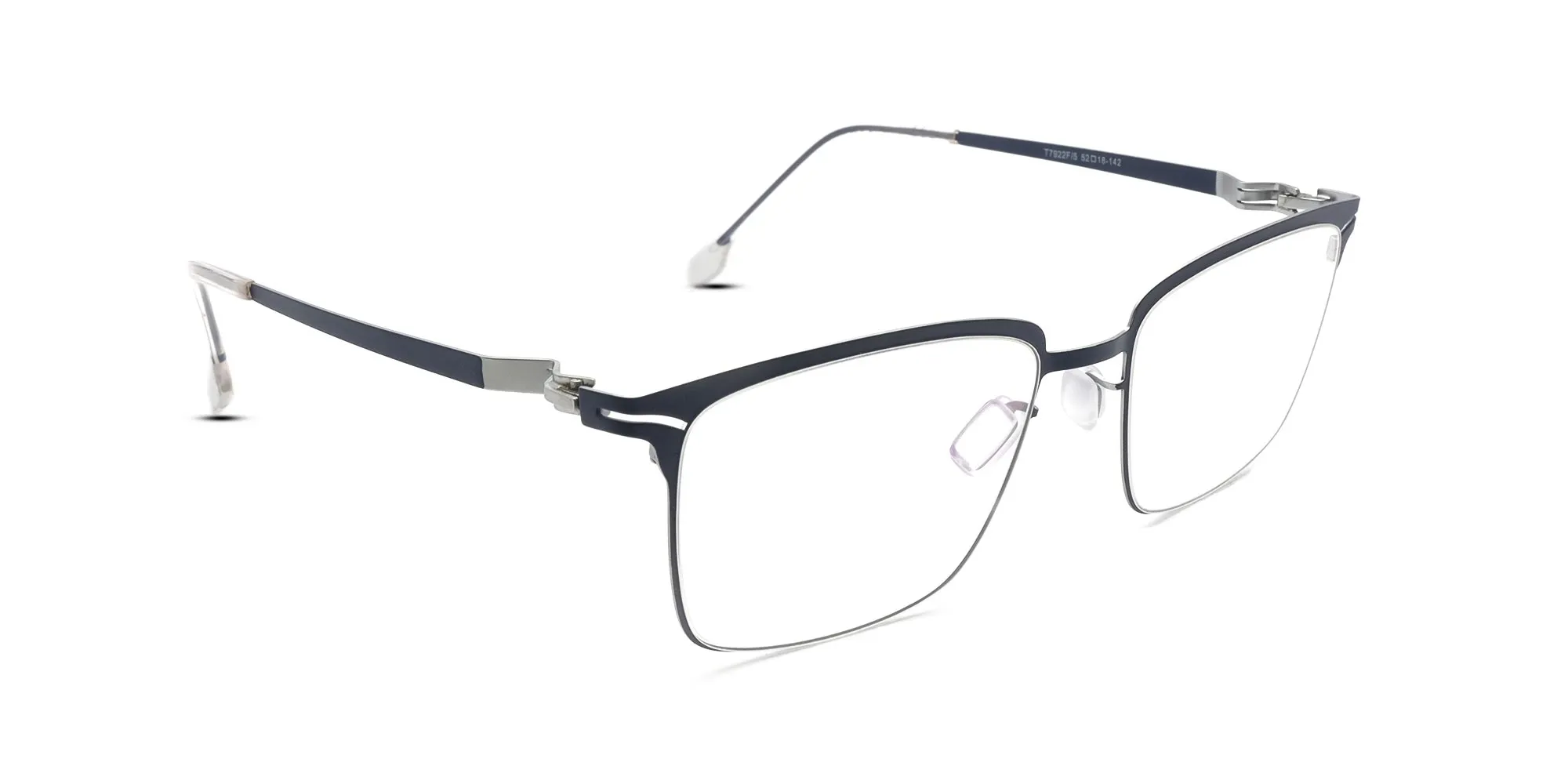 Metallic Blue Metal Eyeglass Frames-2