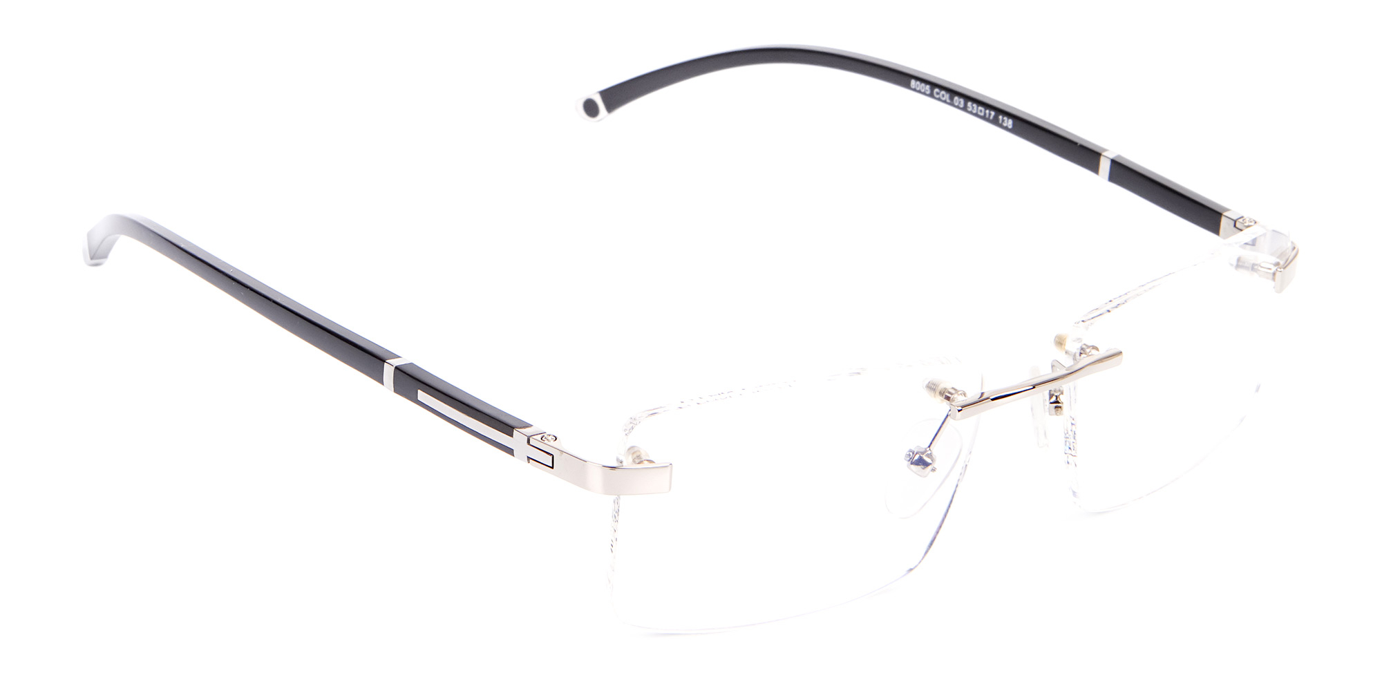 Silver Rectangular Rimless Glasses, Online UK-1