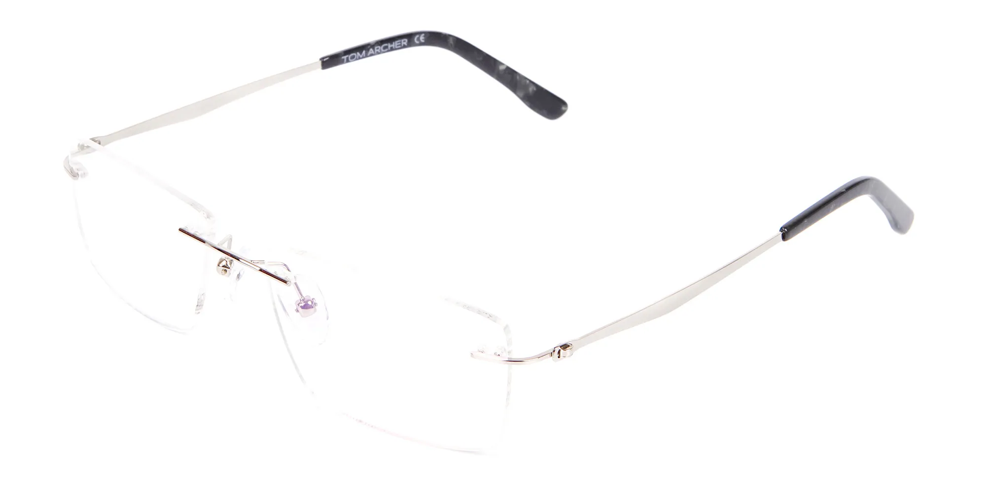 Silver Rectangular Rimless Frame UK-2