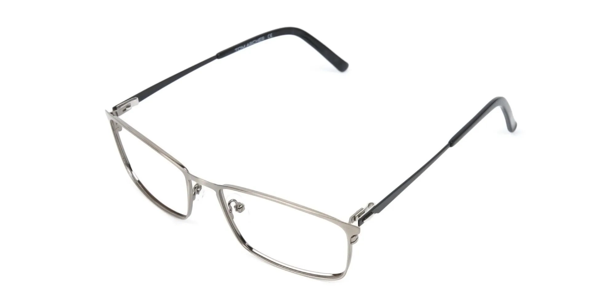 Gunmetal Rectangular Glasses with Black Temple-2