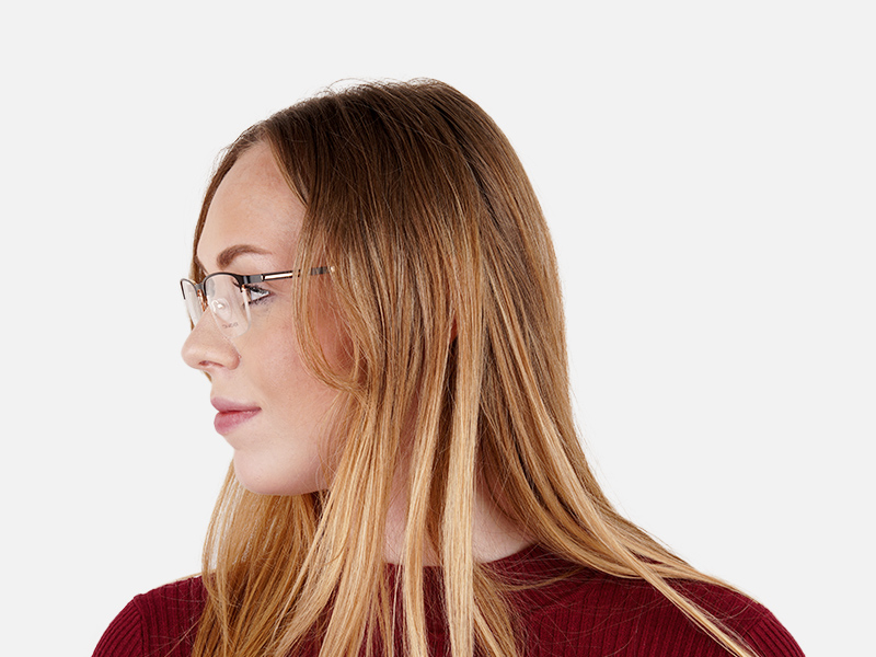 black and gold rectangular half rim glasses frames-1