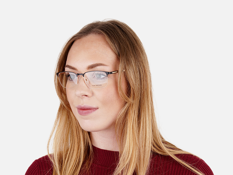 black and gold rectangular half rim glasses frames-1