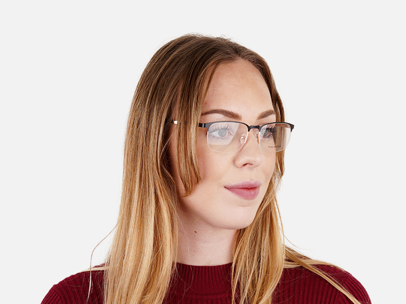 black and gold rectangular half rim glasses frames-1