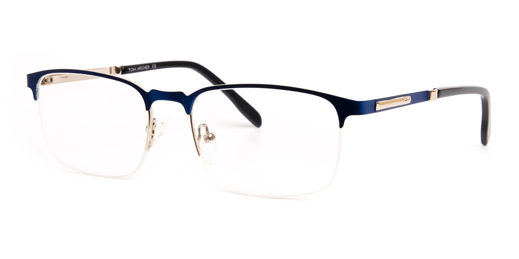 dark and navy blue rectangular half rim glasses frames -2