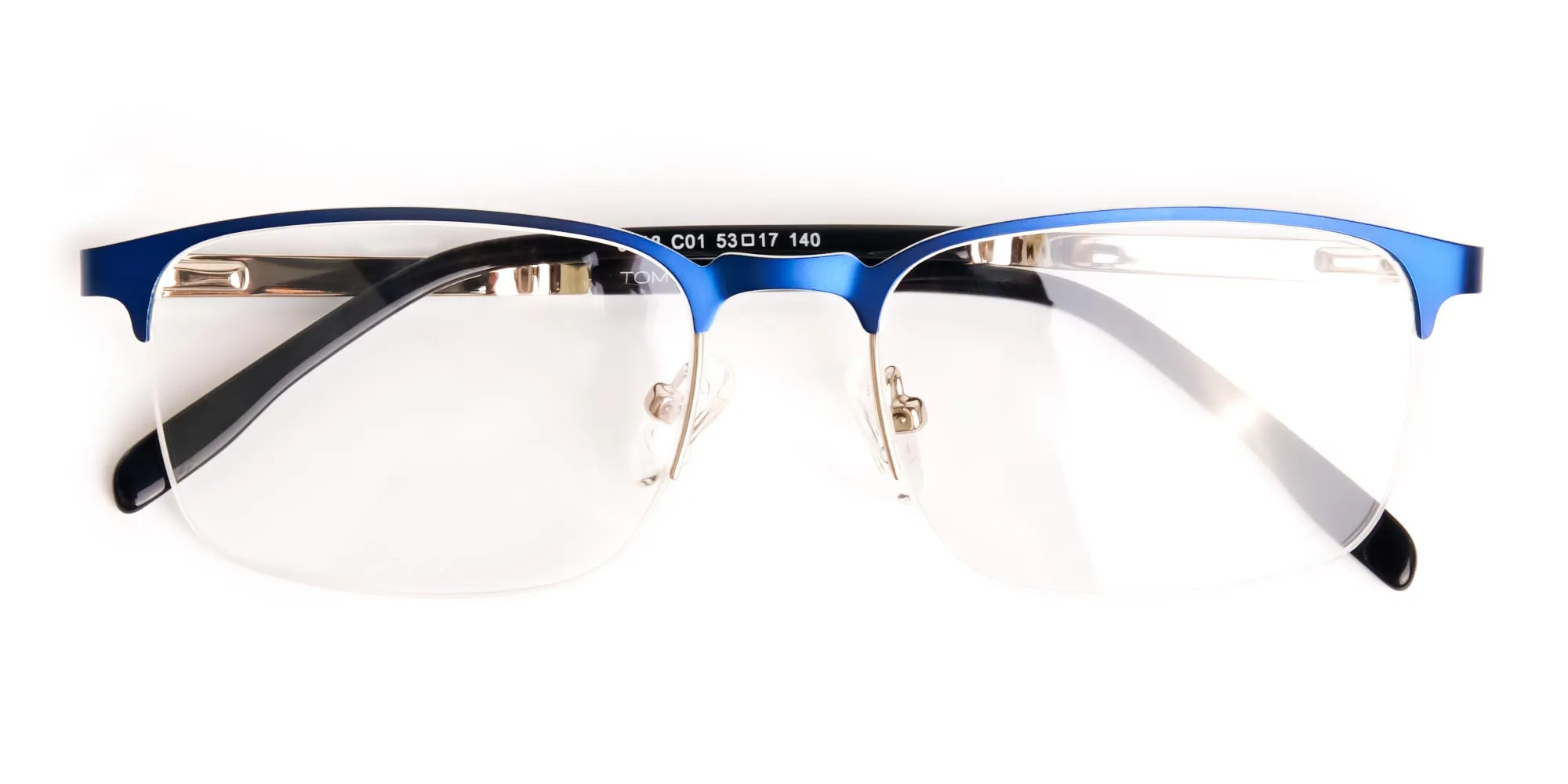 dark and navy blue rectangular half rim glasses frames -2