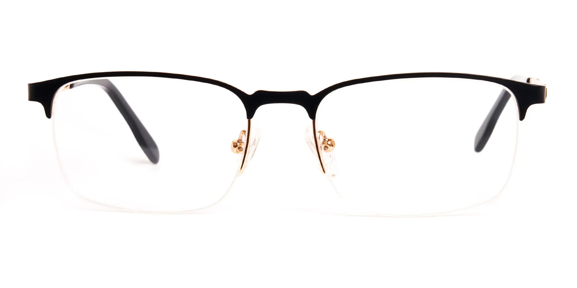 black and gold rectangular half rim glasses frames-2