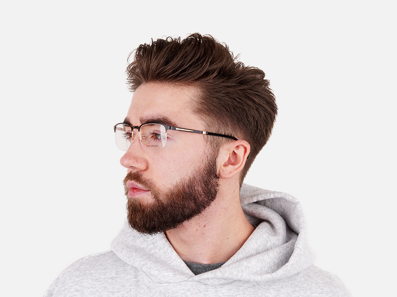 black and gold rectangular half rim glasses frames-1