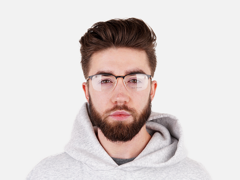 black and gold rectangular half rim glasses frames-1