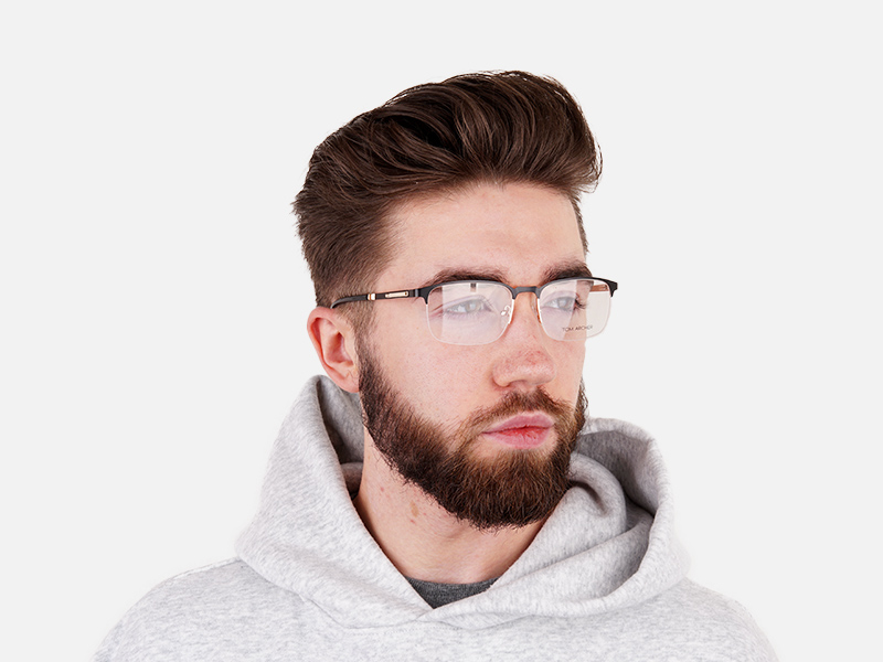 black and gold rectangular half rim glasses frames-1