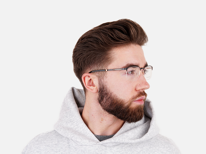 black and gold rectangular half rim glasses frames-1