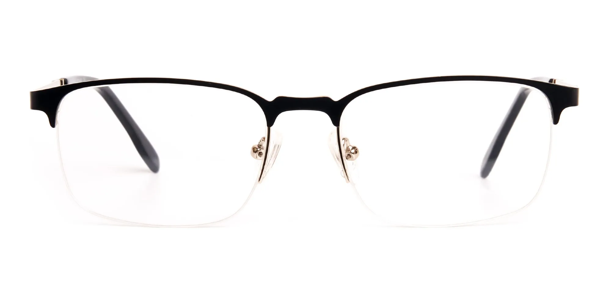 black and silver rectangular half rim glasses frames-2