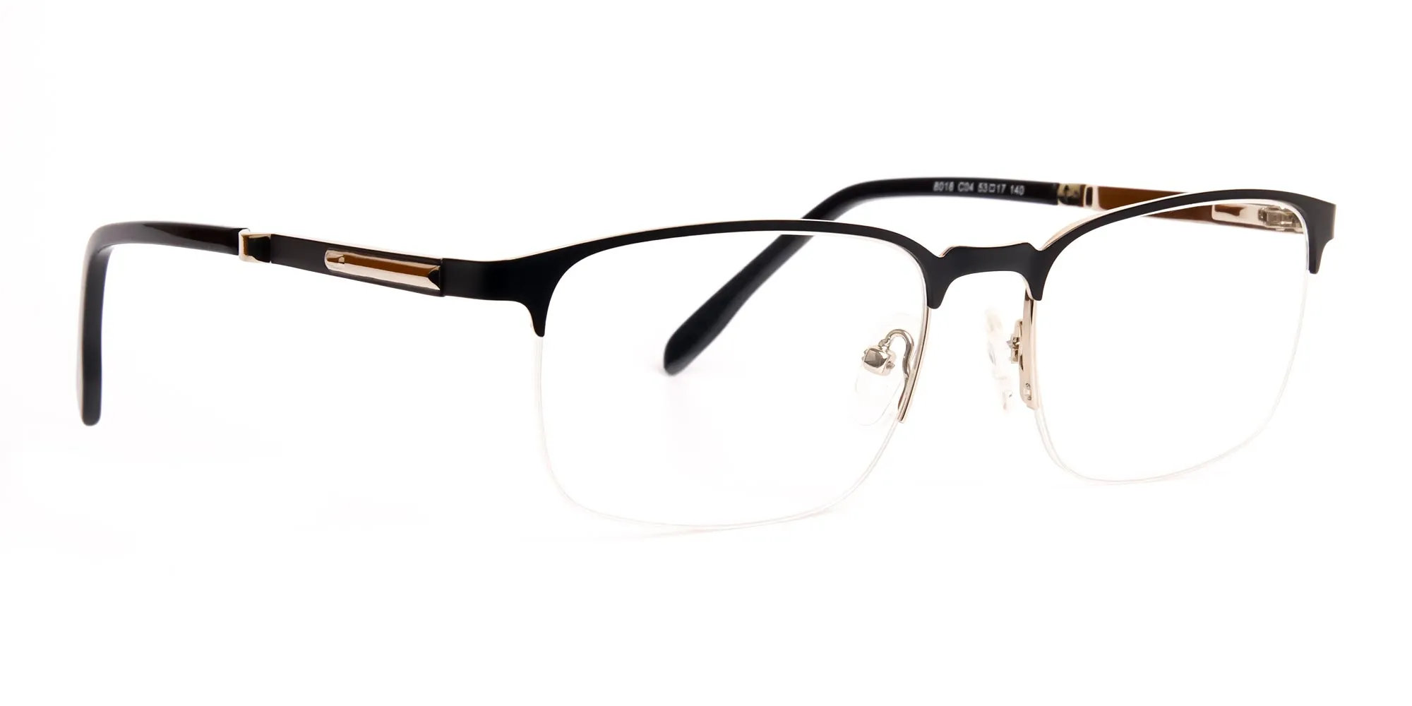 black and silver rectangular half rim glasses frames-2
