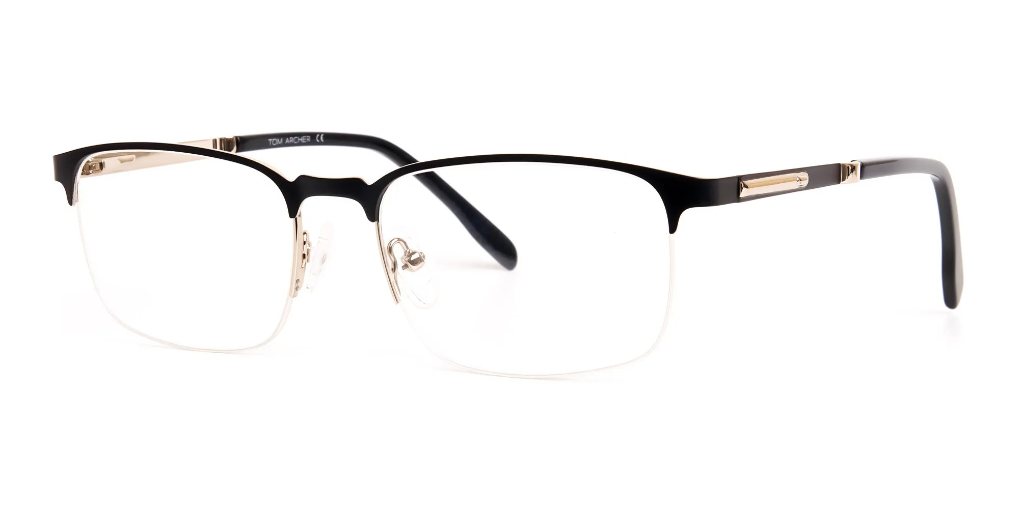 black and silver rectangular half rim glasses frames-2