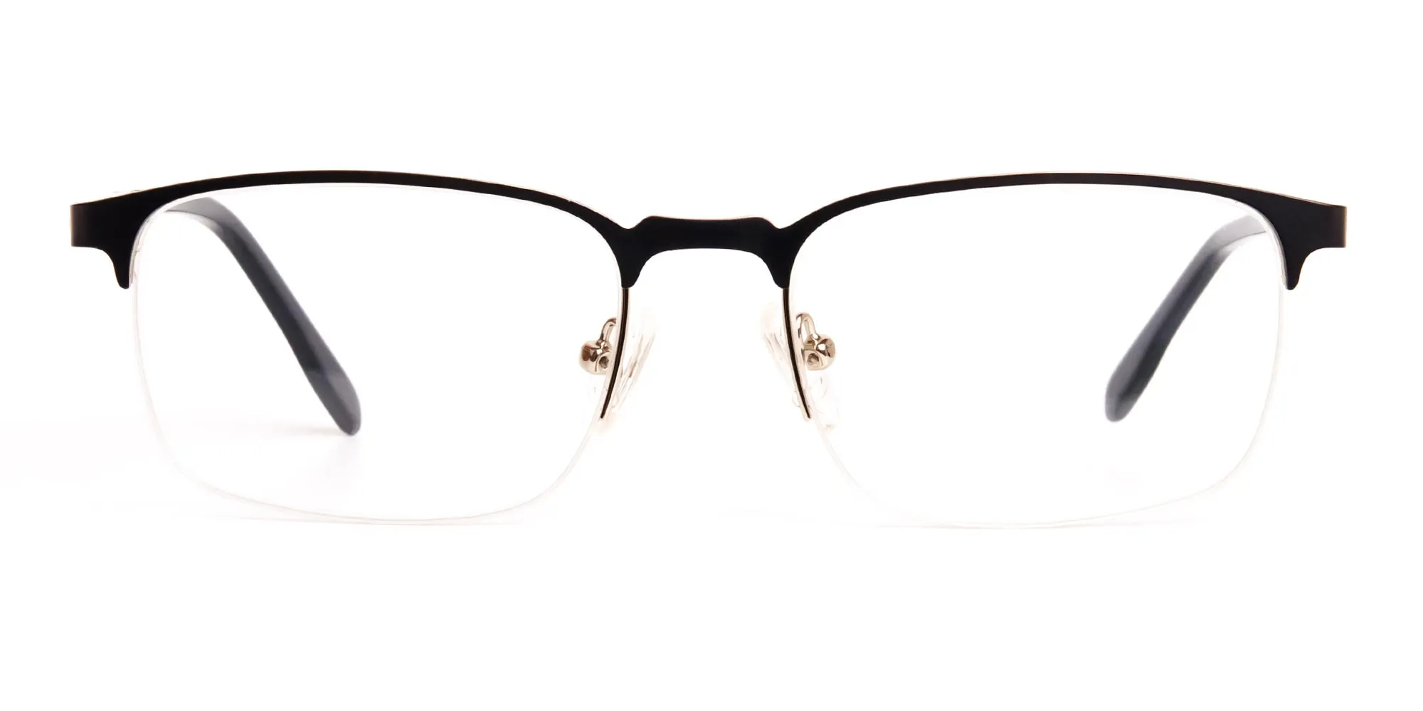 grey gunmetal rectangular half rim glasses frames-3