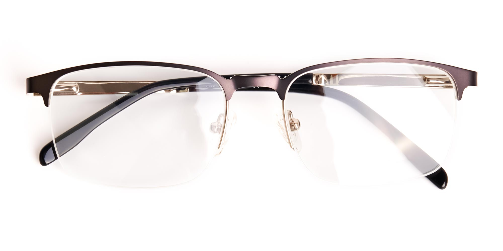 grey gunmetal rectangular half rim glasses frames-1
