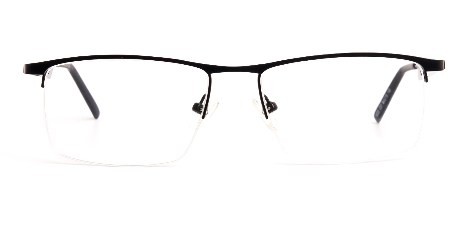 black and rectangular half-rim titanium glasses frames-1