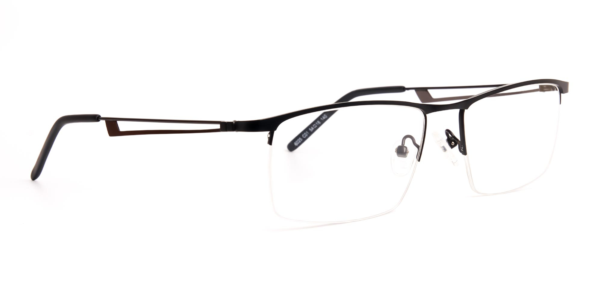 black and rectangular half-rim titanium glasses frames-1