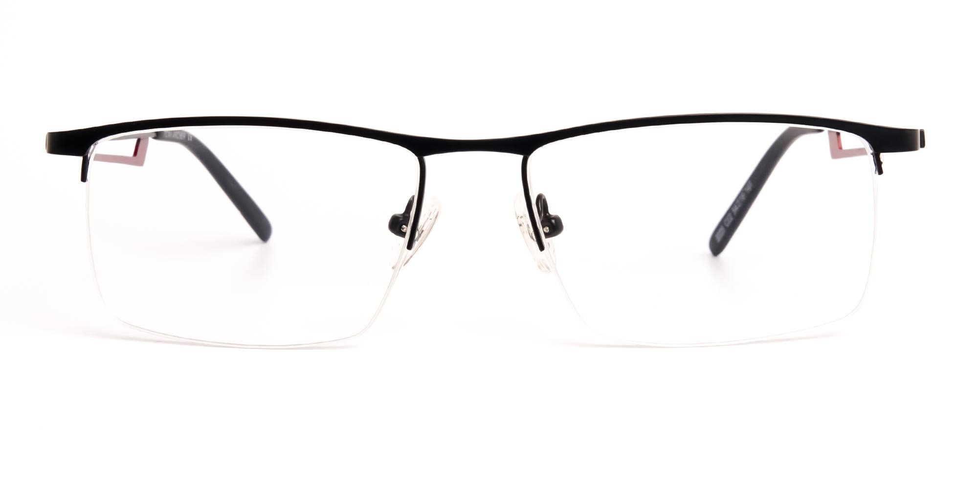 black and red half-rim rectangular glasses frames-1