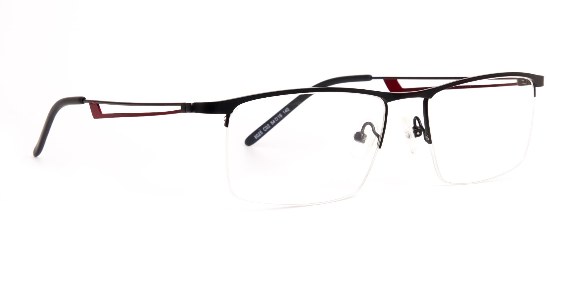 black and red half-rim rectangular glasses frames-1