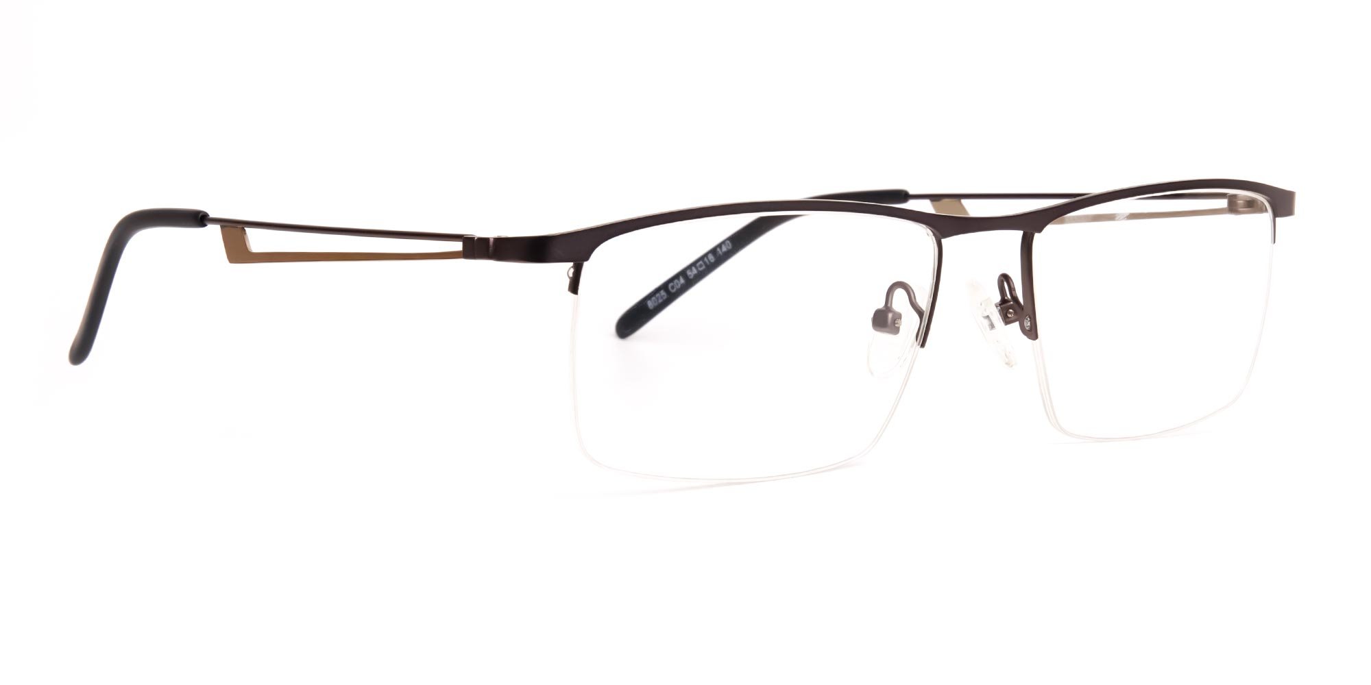 black and silver half-rim rectangular glasses frames -1