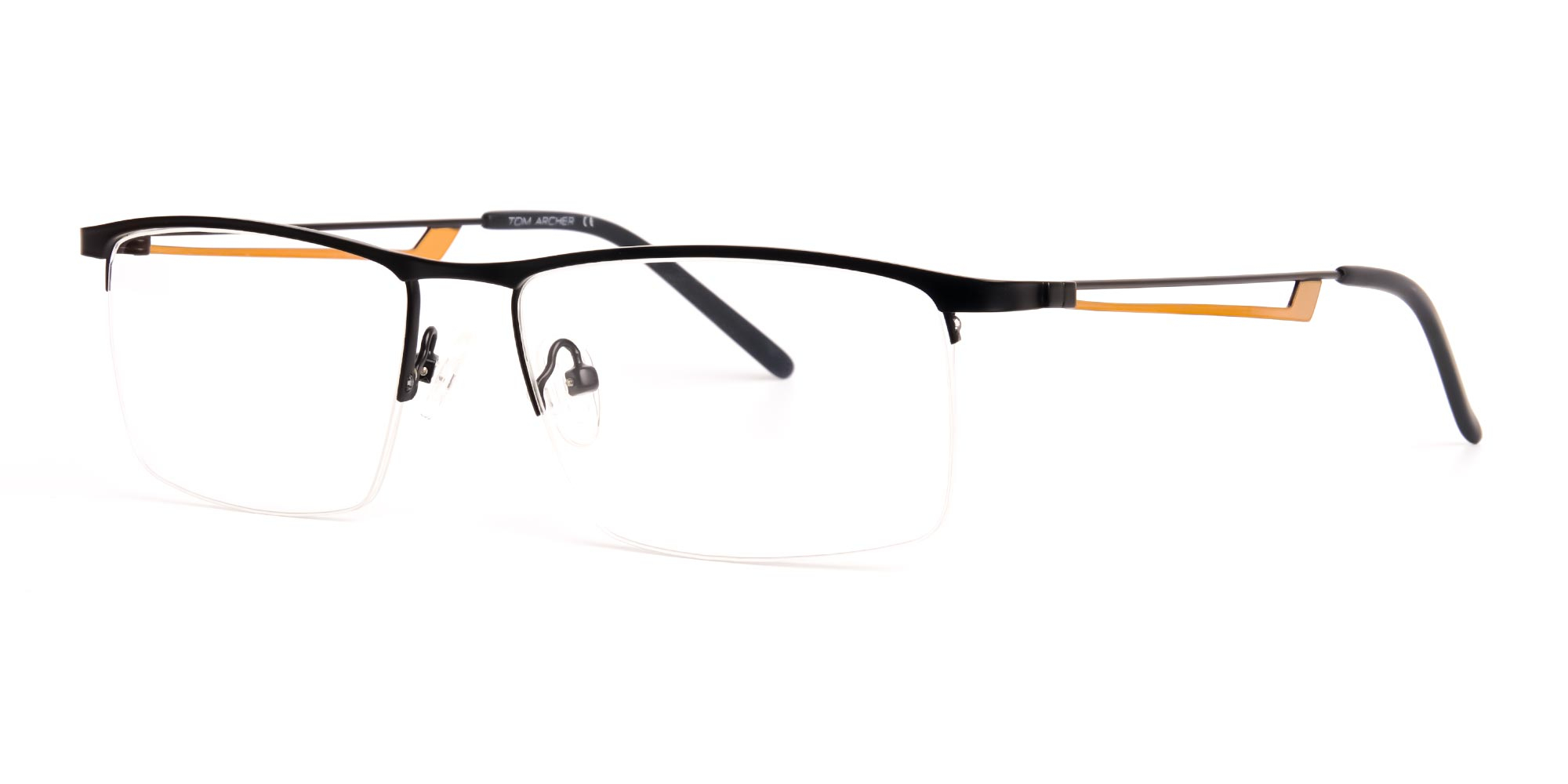 black and brown half rim rectangular glasses frames-1