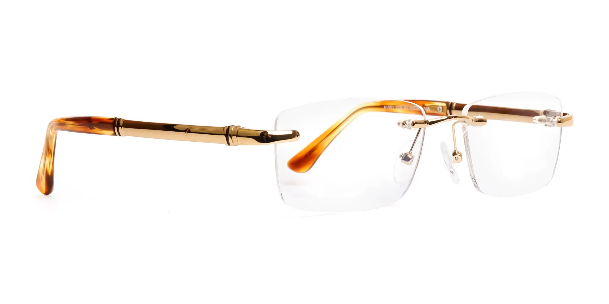 champagne gold rectangular rimless titanium glasses frames-2