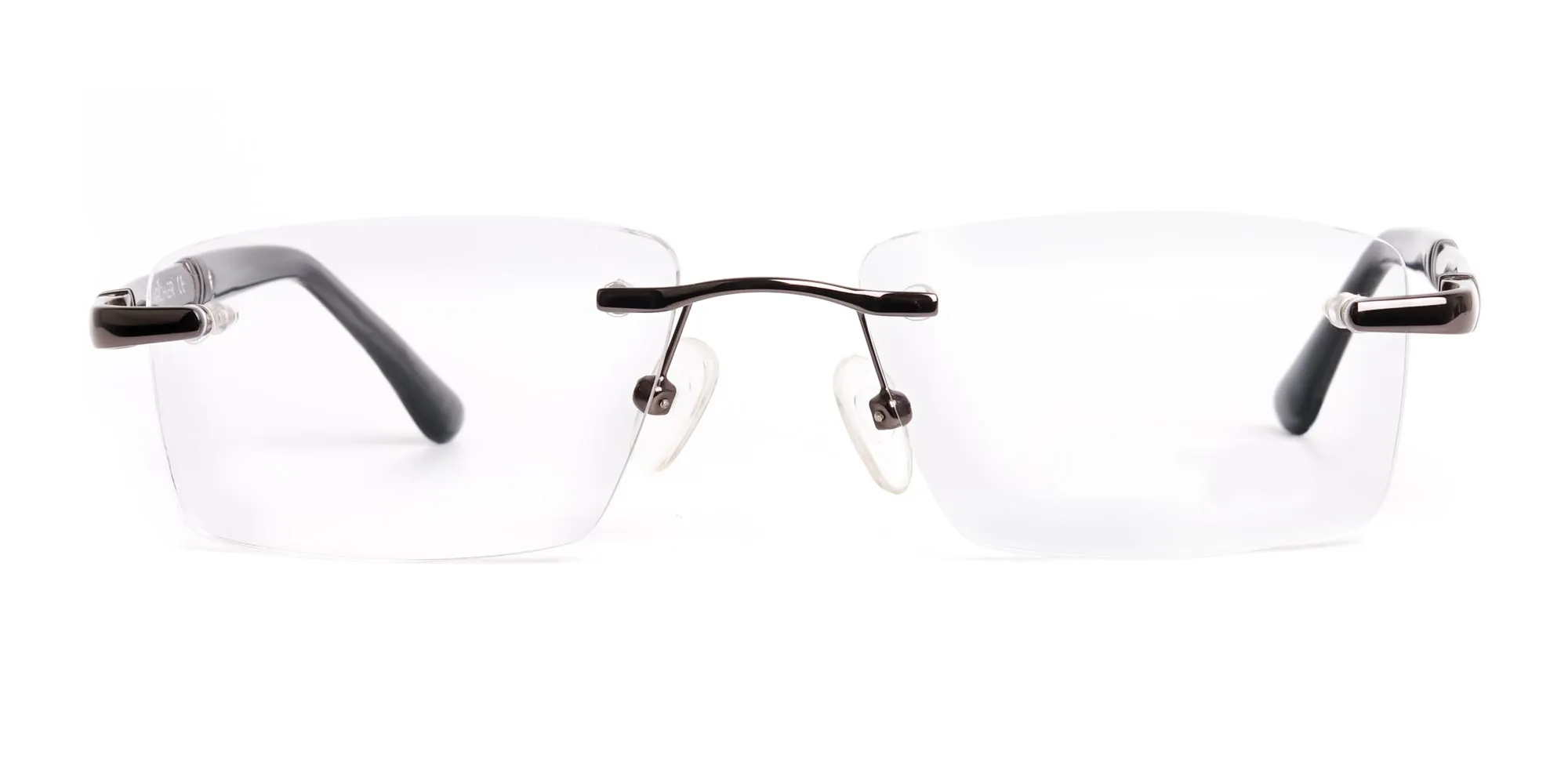 gunmetal rectangular rimless glasses frames-2