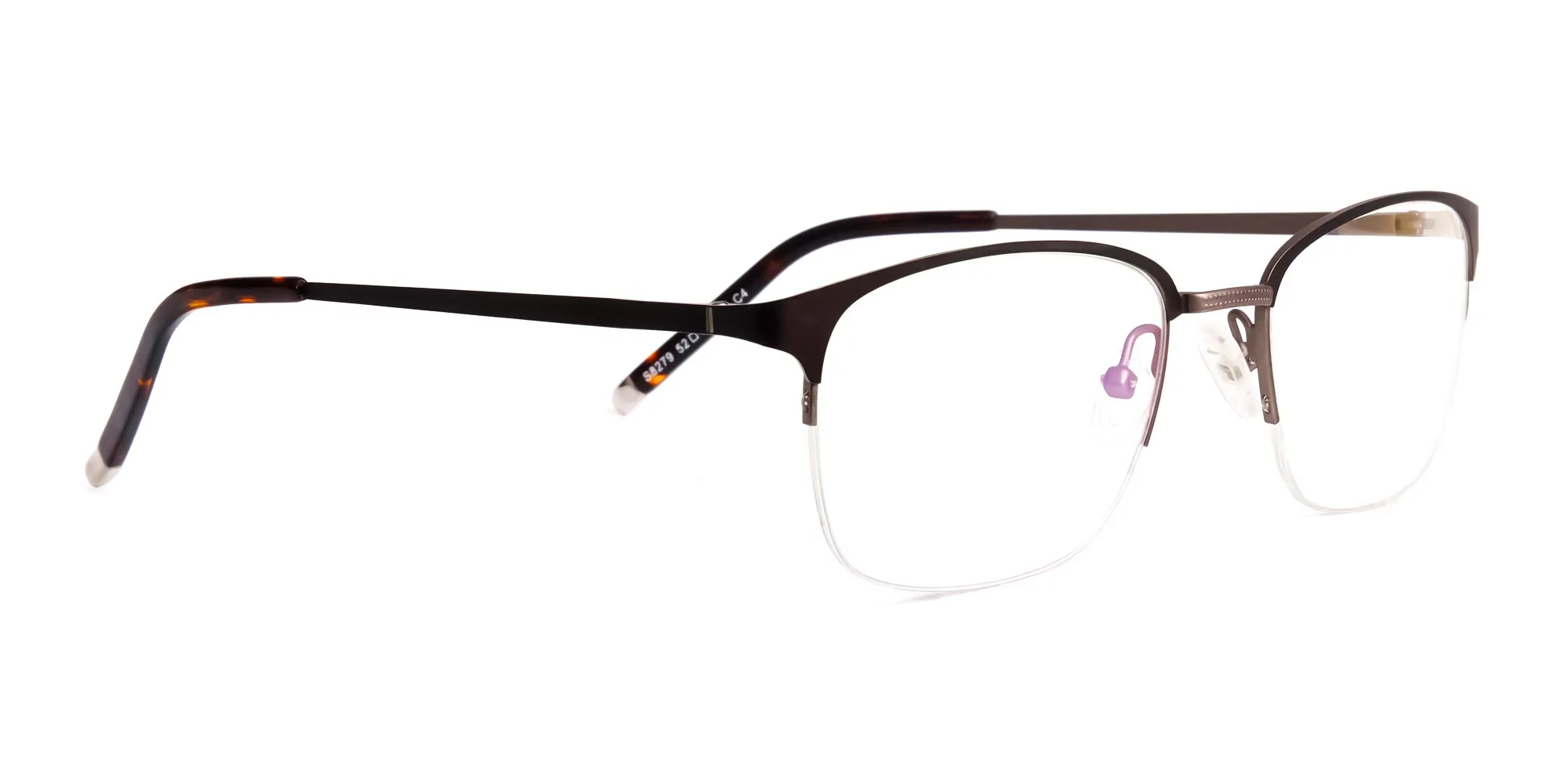 matte brown half rim rectangular glasses frames-2