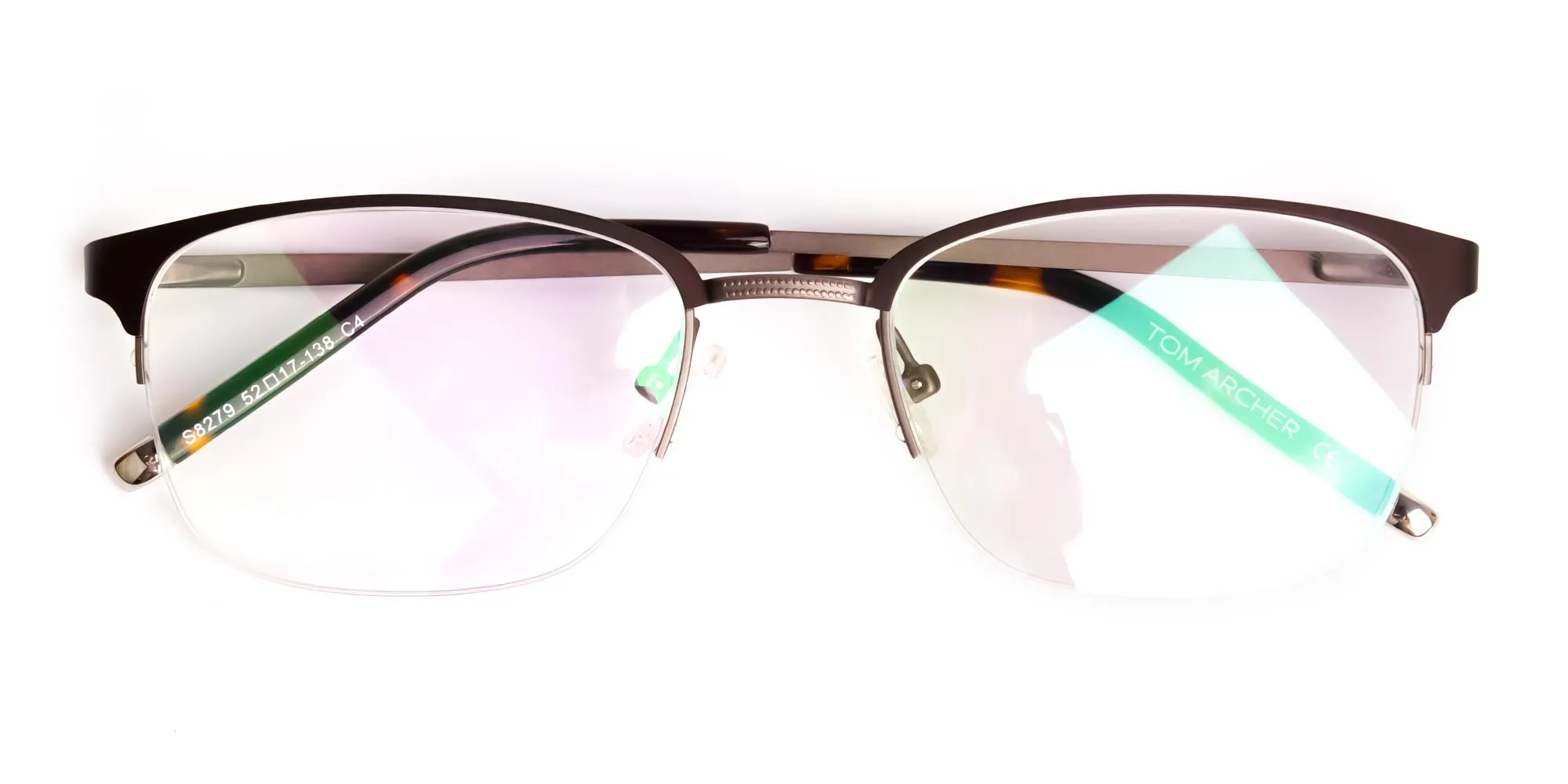 matte brown half rim rectangular glasses frames-2