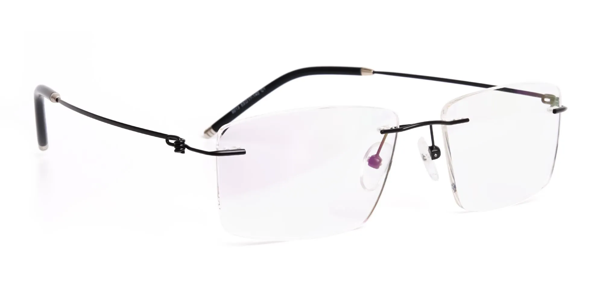 HEBERLET P1 - Designer Black Rectangular Rimless Glasses | Specscart.®