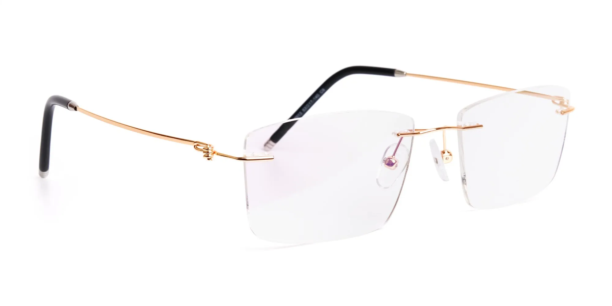 gold rectangular rimless titanium glasses frames-2