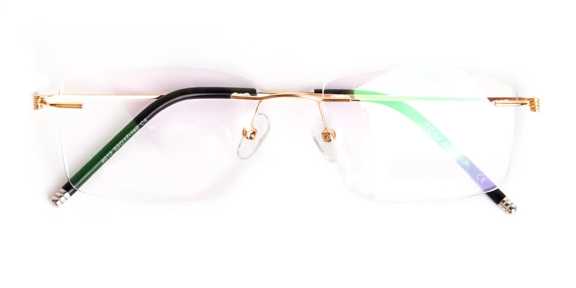 gold rectangular rimless titanium glasses frames-2