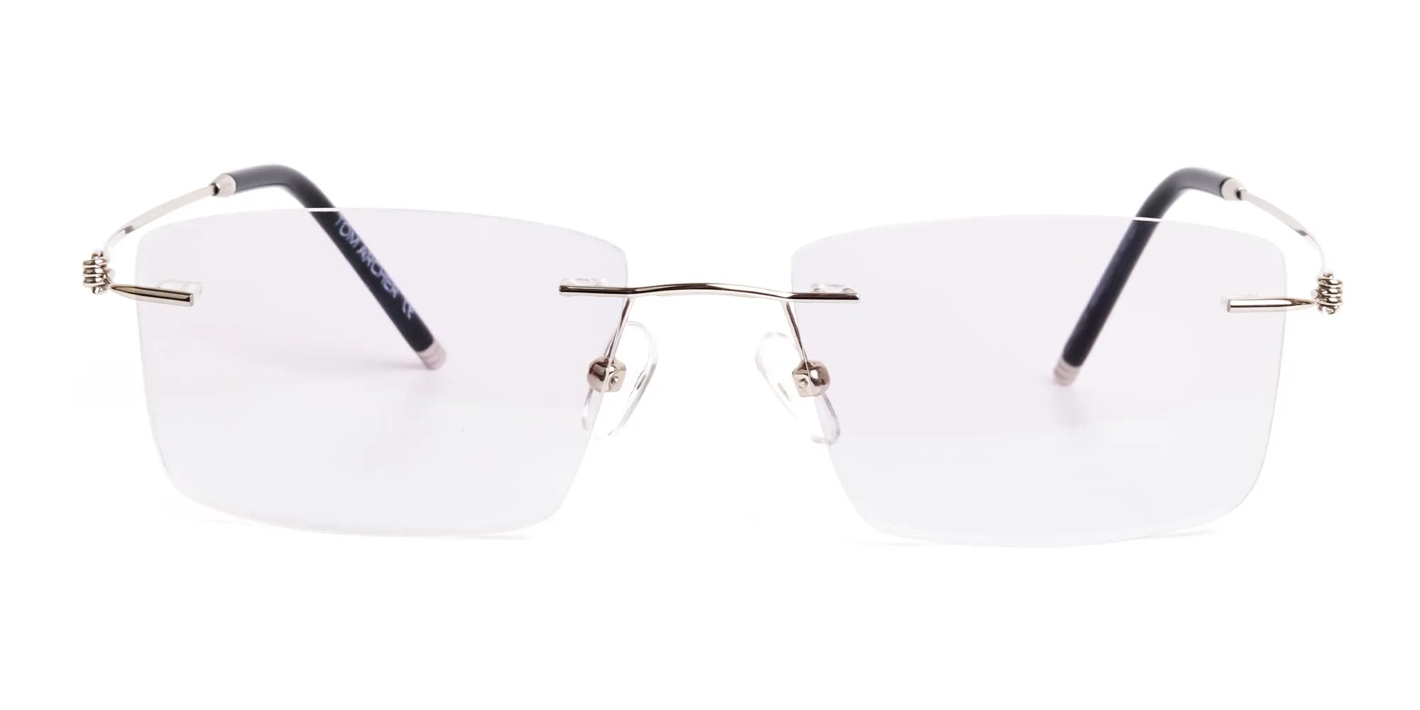 silver rectangular rimless titanium glasses frames-2