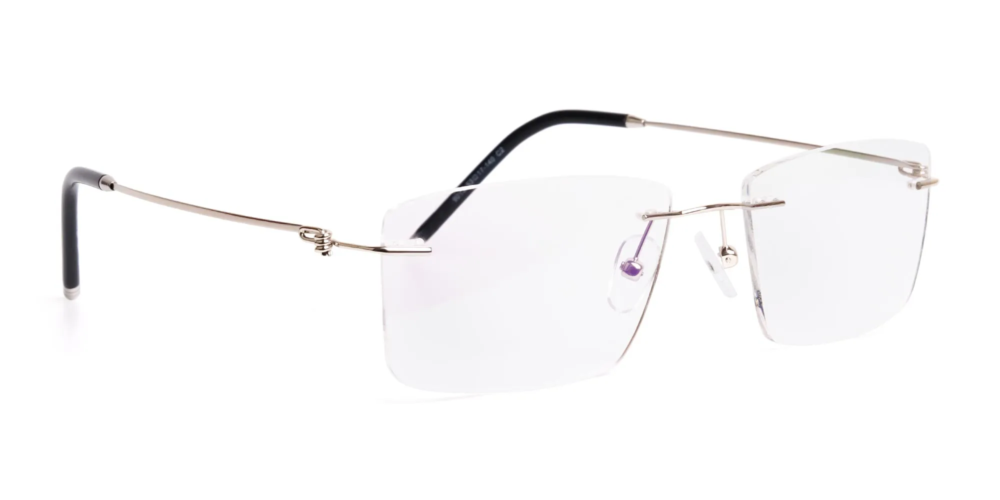 silver rectangular rimless titanium glasses frames-2