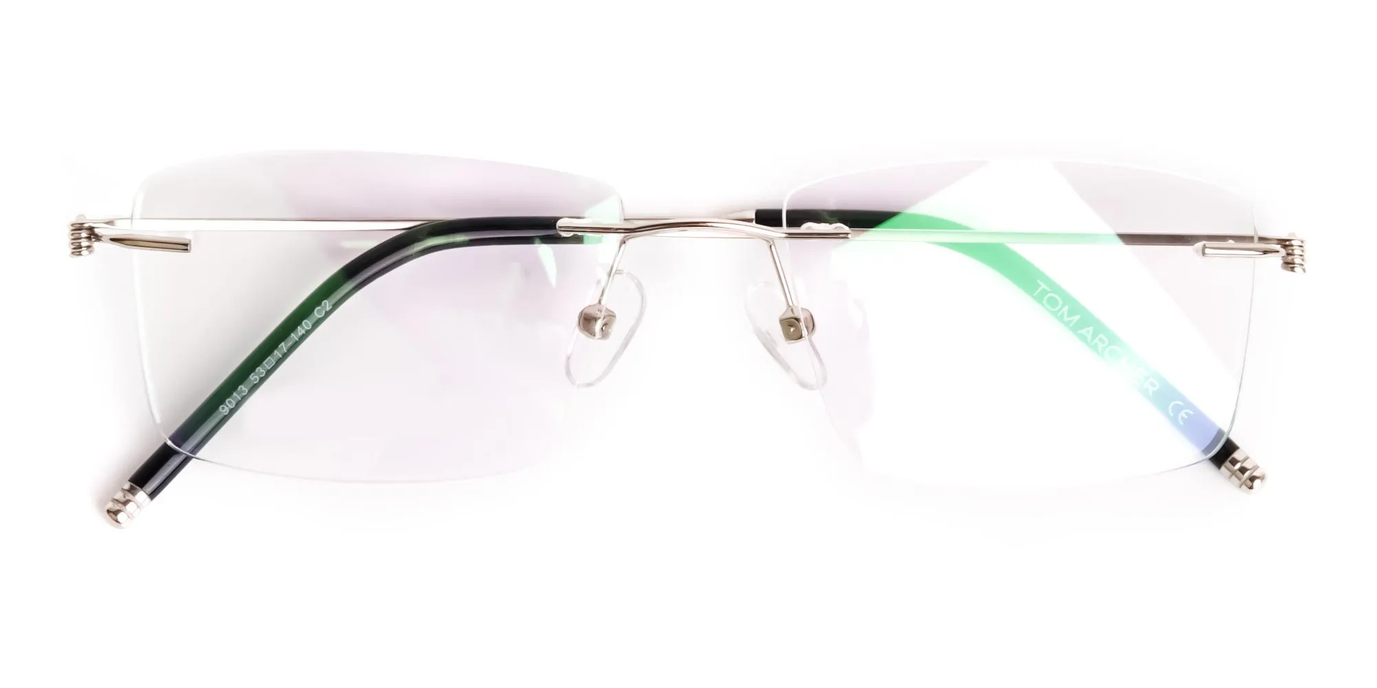 silver rectangular rimless titanium glasses frames-2