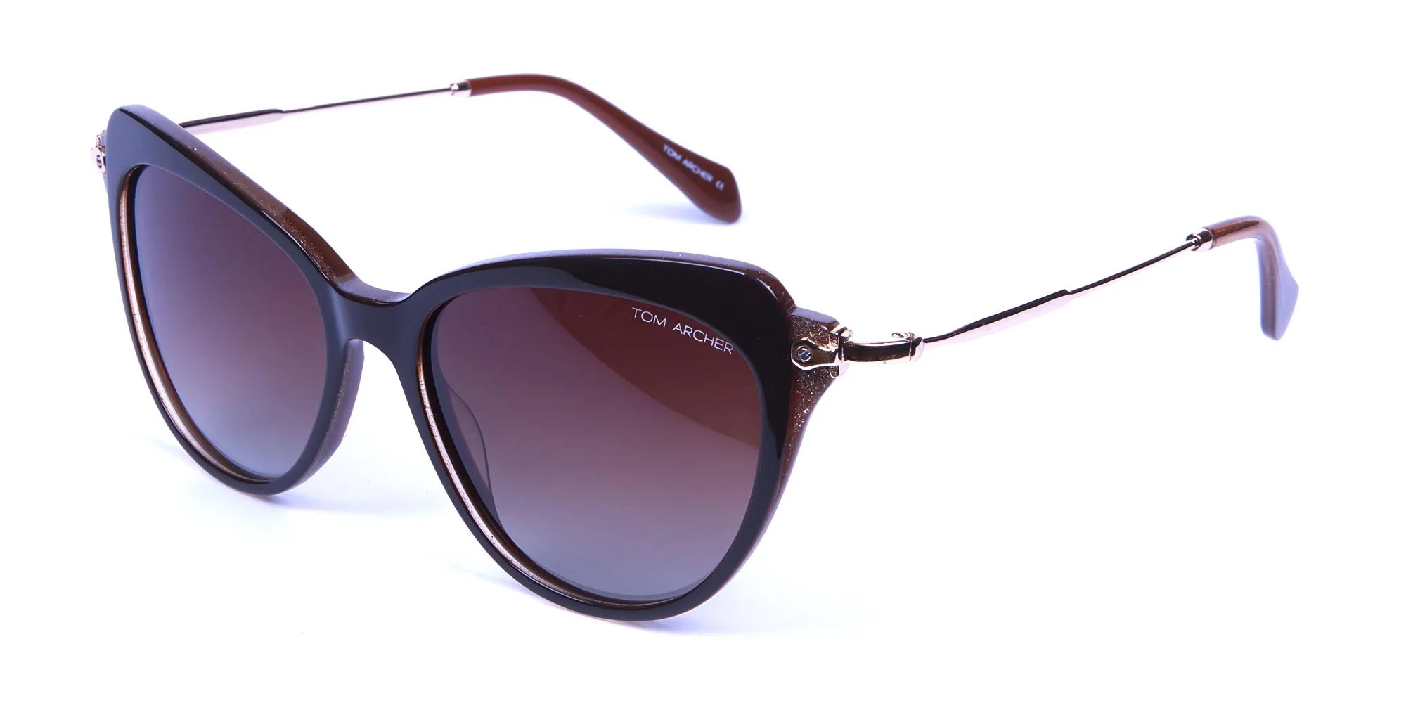 Jewelled Brown Cat Eye Sunglasses -1