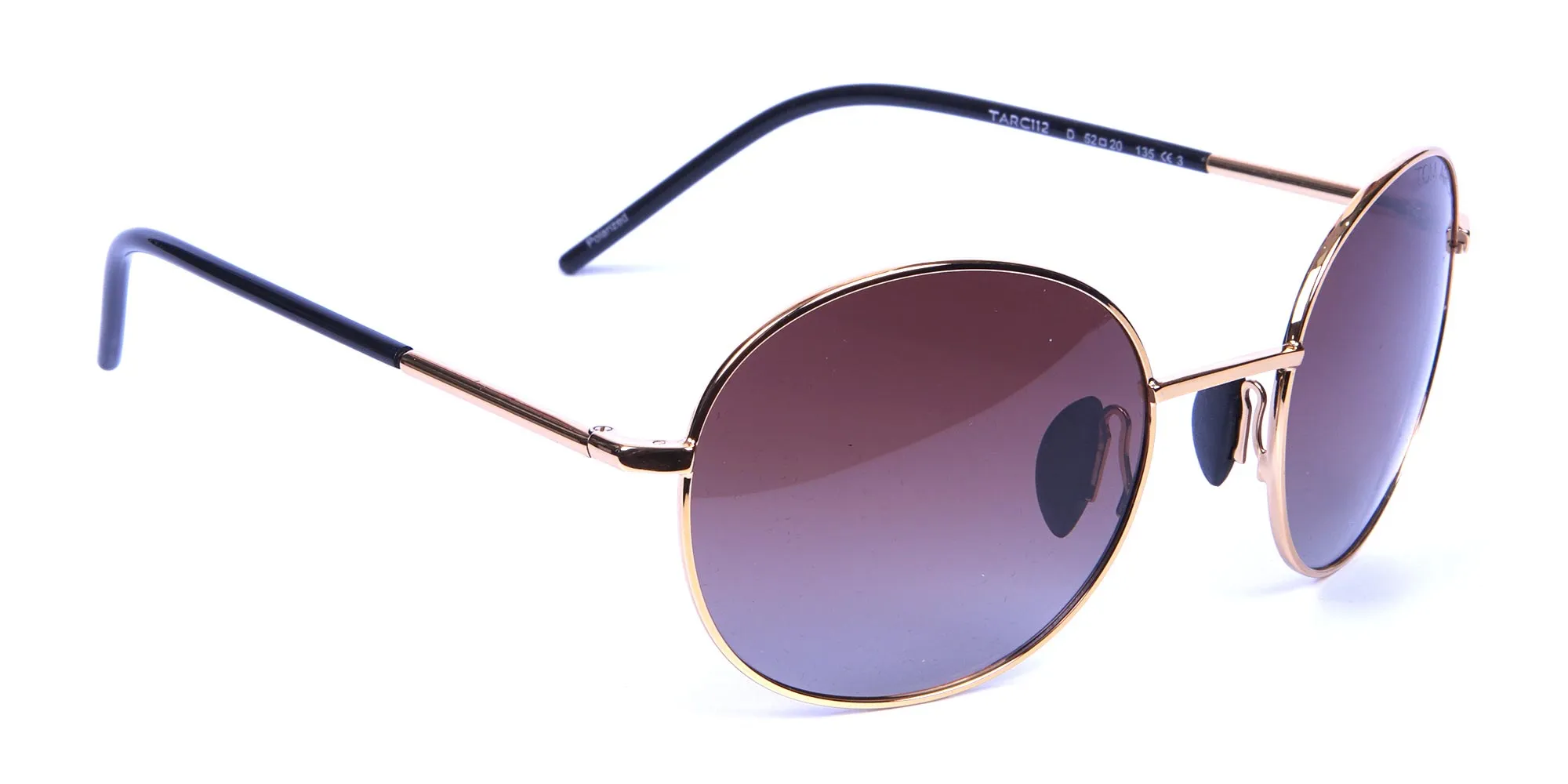 Gold Frame Round Sunglasses with Brown Lens