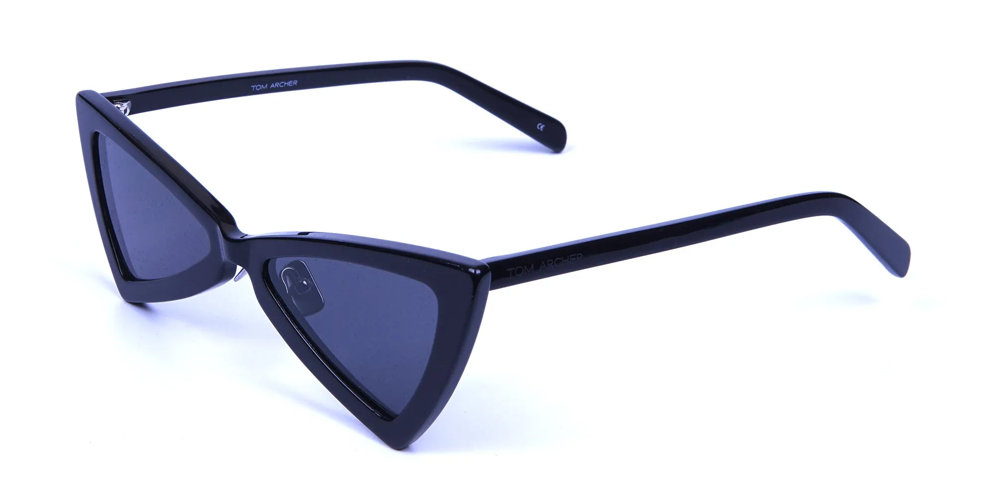 Black Triangle Cat-Eye Sunglasses - 1