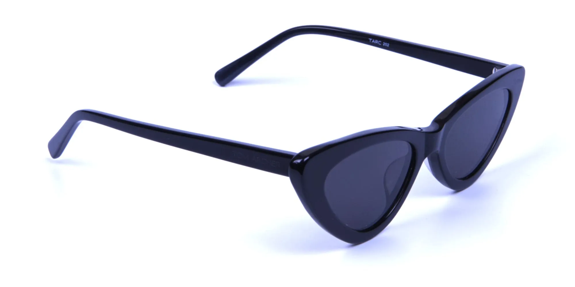 Black Narrow Cat-Eye Sunglasses- 1